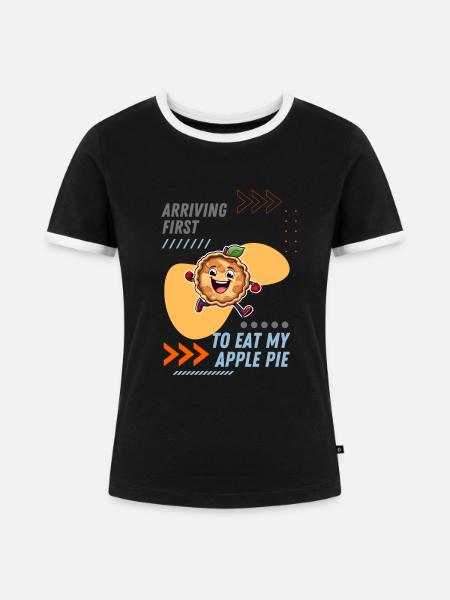 Apfelkuchen-Zeichnung - Frauen Kontrast-T-Shirt - Schwarz/Weiß