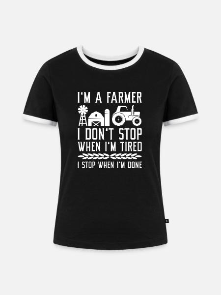 Ich bin ein Landwirt - Frauen Kontrast-T-Shirt - Schwarz/Weiß