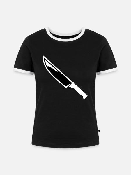 Messer - Frauen Kontrast-T-Shirt - Schwarz/Weiß
