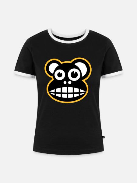 Lustiger Affe - Frauen Kontrast-T-Shirt - Schwarz/Weiß