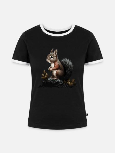 Eichhörnchen Wald Baumhörnchen Hörnchen - Frauen Kontrast-T-Shirt - Schwarz/Weiß