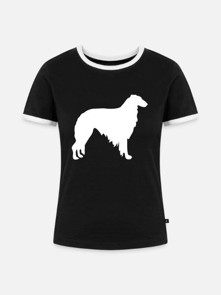 Barsoi - Frauen Kontrast-T-Shirt - Schwarz/Weiß