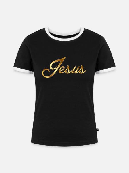 Jesus - Frauen Kontrast-T-Shirt - Schwarz/Weiß