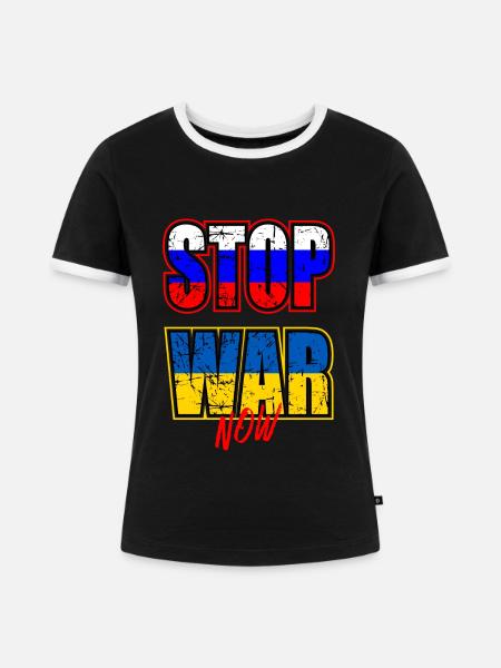 Stop War Now - Frauen Kontrast-T-Shirt - Schwarz/Weiß