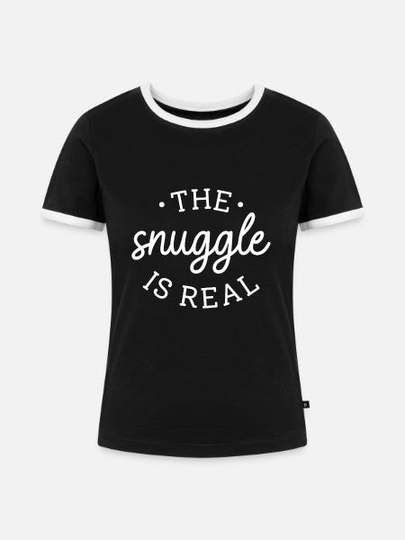 Das Kuscheln ist echt - Frauen Kontrast-T-Shirt - Schwarz/Weiß