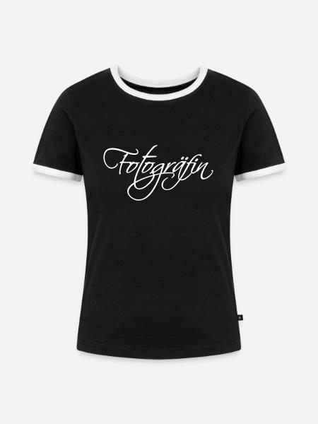 Fotogräfin mit Schwung - Frauen Kontrast-T-Shirt - Schwarz/Weiß