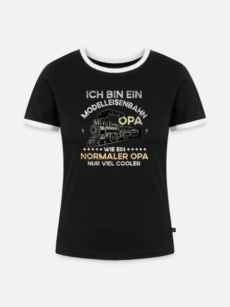 Modelleisenbahn Opa Lokführer Geschenk - Frauen Kontrast-T-Shirt - Schwarz/Weiß