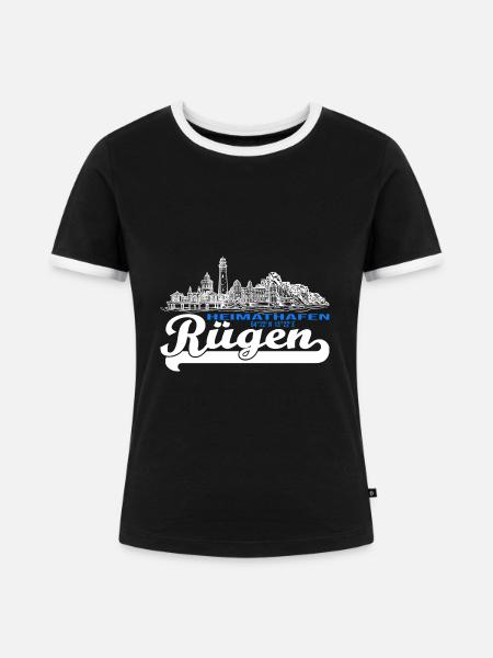 Heimathafen Rügen - Frauen Kontrast-T-Shirt - Schwarz/Weiß