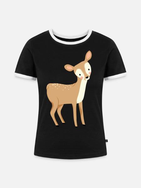 Baby Deer - Frauen Kontrast-T-Shirt - Schwarz/Weiß