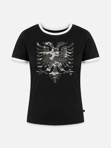 Albanischer Adler - Frauen Kontrast-T-Shirt - Schwarz/Weiß