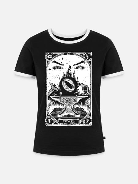 Ein Ring Tarot weiß - Frauen Kontrast-T-Shirt - Schwarz/Weiß