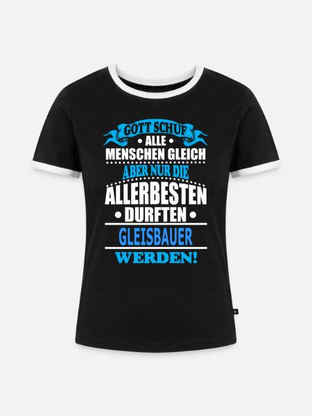GLEISBAUER - Frauen Kontrast-T-Shirt - Schwarz/Weiß
