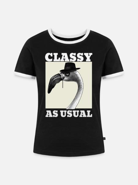 Klassisch wie gewohnt Flamingo - Frauen Kontrast-T-Shirt - Schwarz/Weiß