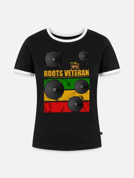 Roots Veteran Reggae - Frauen Kontrast-T-Shirt - Schwarz/Weiß