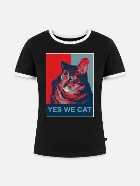 Yes we Cat - Frauen Kontrast-T-Shirt - Schwarz/Weiß