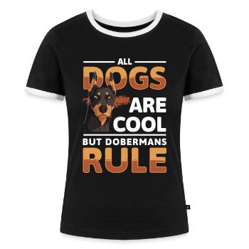 Wachhund Hunderasse Beschützen - Frauen Kontrast-T-Shirt - Schwarz/Weiß - Vorne - Selfina (174cm)