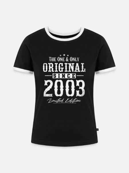 Original seit 2003 - Frauen Kontrast-T-Shirt - Schwarz/Weiß