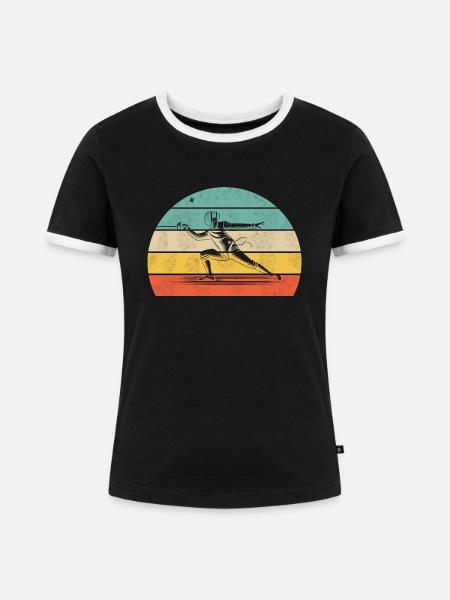 Fechten Duell - Frauen Kontrast-T-Shirt - Schwarz/Weiß