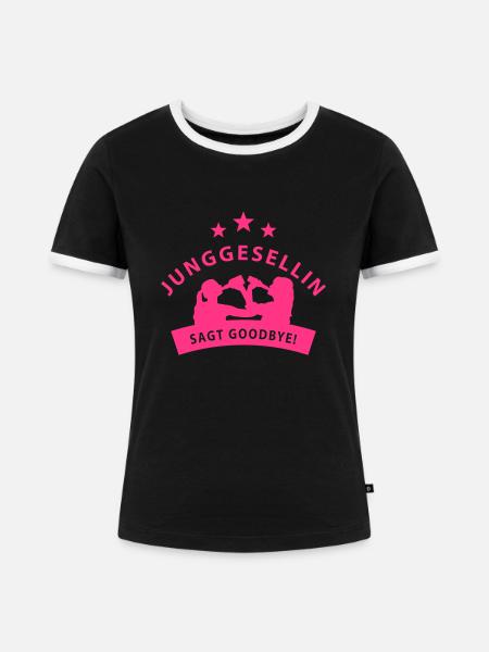 junggesellin - Frauen Kontrast-T-Shirt - Schwarz/Weiß