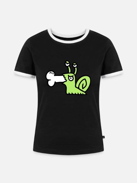 Fleischfresser Schnecke 3 - Frauen Kontrast-T-Shirt - Schwarz/Weiß