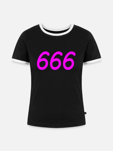 666 - Frauen Kontrast-T-Shirt - Schwarz/Weiß