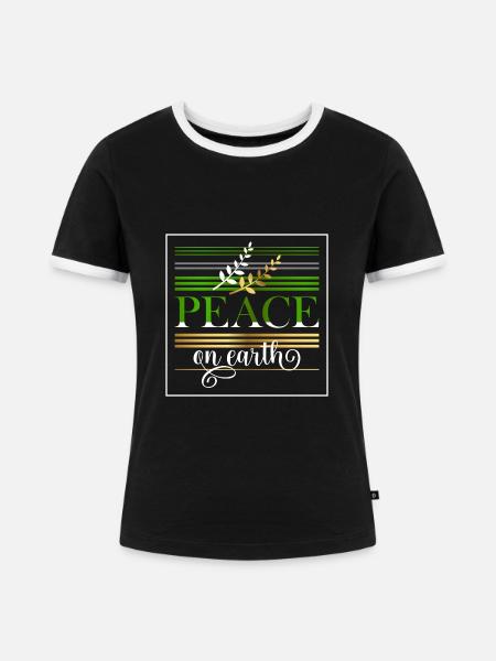 Peace on earth - Frauen Kontrast-T-Shirt - Schwarz/Weiß