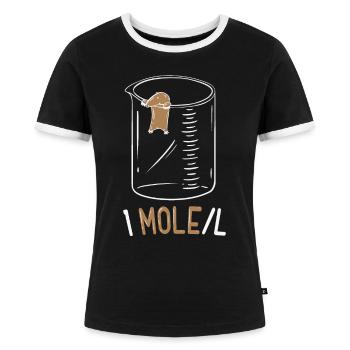 One Mole Per Liter Lustig Chemie Geek Physik Nerd - Frauen Kontrast-T-Shirt - Schwarz/Weiß - Vorne - Selfina (174cm)