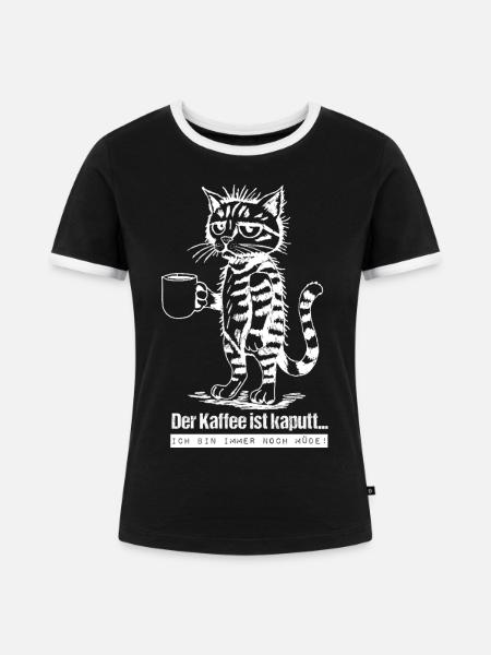Der Kaffee ist kaputt... - Frauen Kontrast-T-Shirt - Schwarz/Weiß
