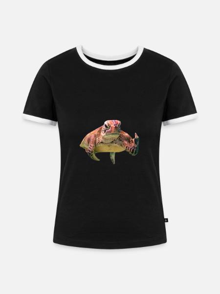 Die Fuck you Turtle - Frauen Kontrast-T-Shirt - Schwarz/Weiß