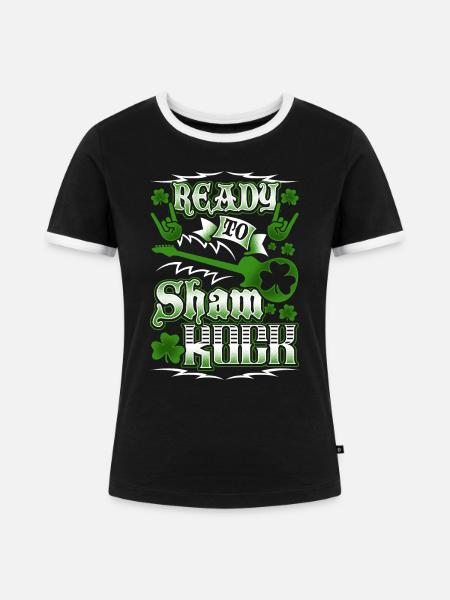 Ready To Shamrock - Frauen Kontrast-T-Shirt - Schwarz/Weiß