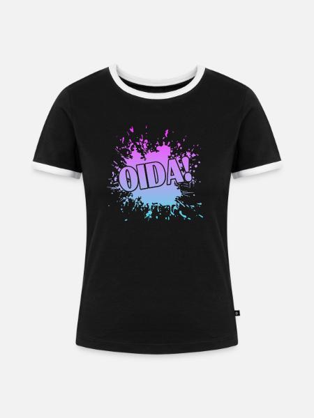 OIda - Frauen Kontrast-T-Shirt - Schwarz/Weiß