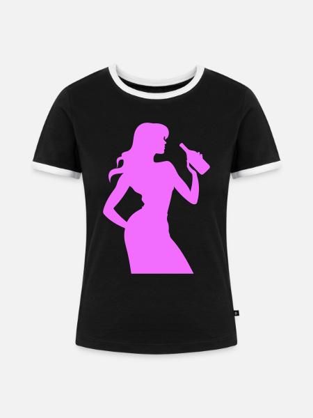 Frau Spass Silhouette - Frauen Kontrast-T-Shirt - Schwarz/Weiß