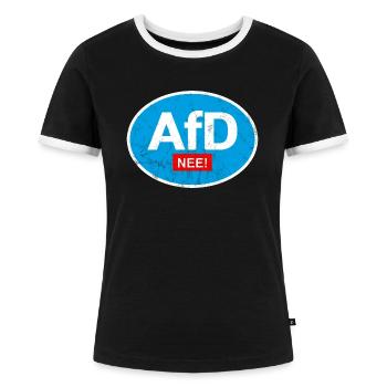 ANTI AFD NEE STICKER - Frauen Kontrast-T-Shirt - Schwarz/Weiß - Vorne - Selfina (174cm)