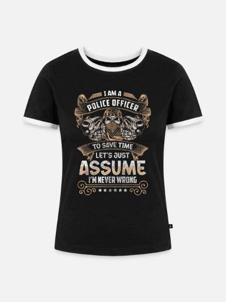Polizei Recht Uniform Handschellen - Frauen Kontrast-T-Shirt - Schwarz/Weiß