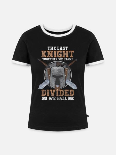 Mittelalter Lanze Held Ritterkreuz - Frauen Kontrast-T-Shirt - Schwarz/Weiß