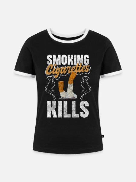 Raucher Qualm Rauchverbot Konsum - Frauen Kontrast-T-Shirt - Schwarz/Weiß