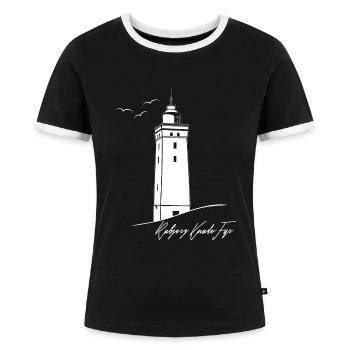 Dänemark Rubjerg Knude Leuchtturm Urlaub - Frauen Kontrast-T-Shirt - Schwarz/Weiß - Vorne - Selfina (174cm)
