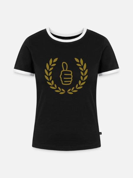 Daumen hoch - Frauen Kontrast-T-Shirt - Schwarz/Weiß