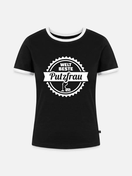 Putzfrau - Frauen Kontrast-T-Shirt - Schwarz/Weiß