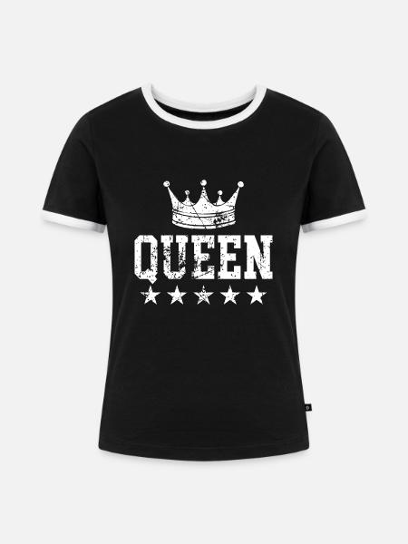Queen Krone - Frauen Kontrast-T-Shirt - Schwarz/Weiß