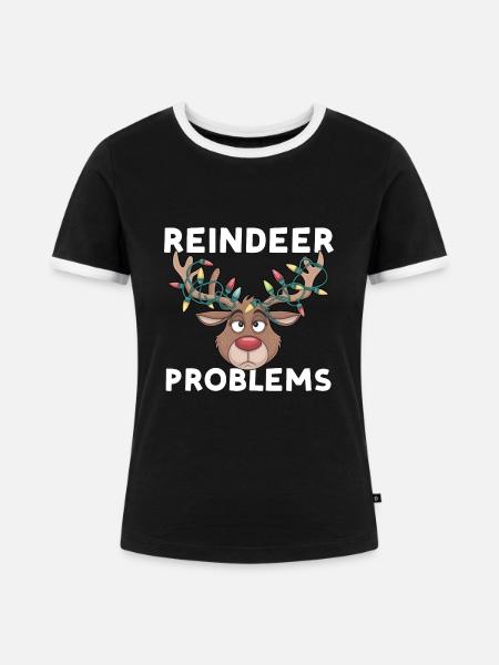 Reindeer Problems - Frauen Kontrast-T-Shirt - Schwarz/Weiß