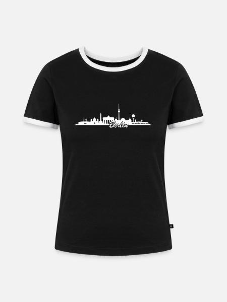 Skyline - Berlin - Frauen Kontrast-T-Shirt - Schwarz/Weiß