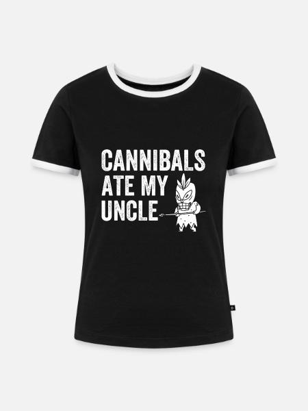 Cannibals Ate My Uncle - Frauen Kontrast-T-Shirt - Schwarz/Weiß