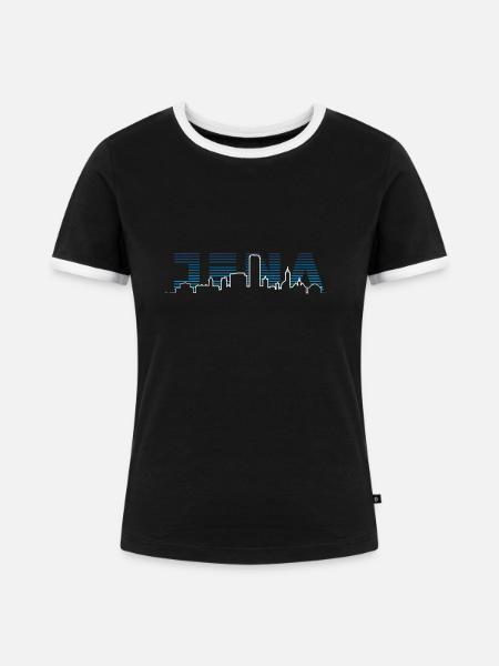 Jena Silhouette Skyline - Frauen Kontrast-T-Shirt - Schwarz/Weiß