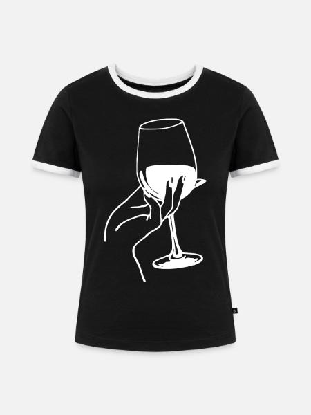 Weißwein-Liebhaber - Frauen Kontrast-T-Shirt - Schwarz/Weiß
