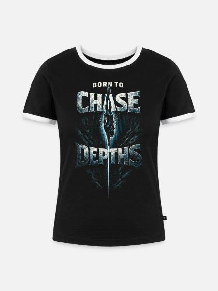 Apnoetauchen Freitauchen Chase Depths - Frauen Kontrast-T-Shirt - Schwarz/Weiß