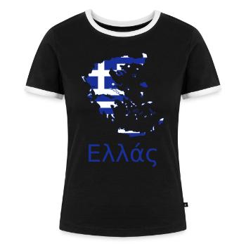 Griechenland - Frauen Kontrast-T-Shirt - Schwarz/Weiß - Vorne - Selfina (174cm)