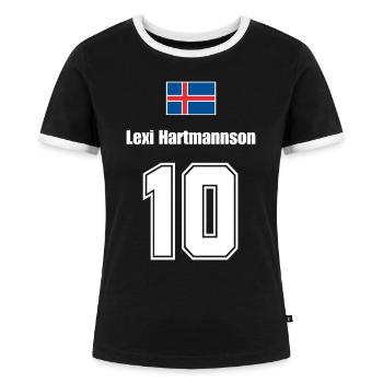 Island Trikot Nr.10 - Frauen Kontrast-T-Shirt - Schwarz/Weiß - Vorne - Selfina (174cm)