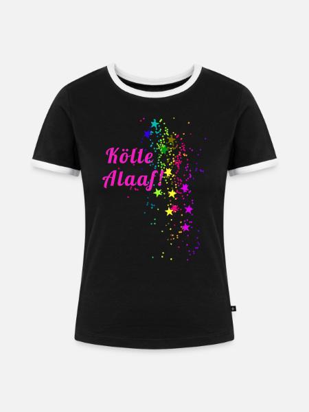 Kölle alaaf, Konfetti,karneval, Sterne - Frauen Kontrast-T-Shirt - Schwarz/Weiß