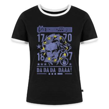 Beethoven Europa Design - Frauen Kontrast-T-Shirt - Schwarz/Weiß - Vorne - Selfina (174cm)